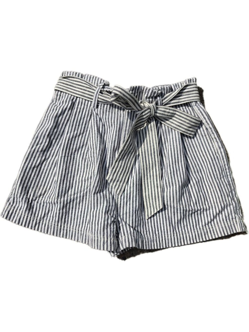 Estella Jessica Rey Hemp Cotton Striped Paperbag Shorts Large Coastal Boho L